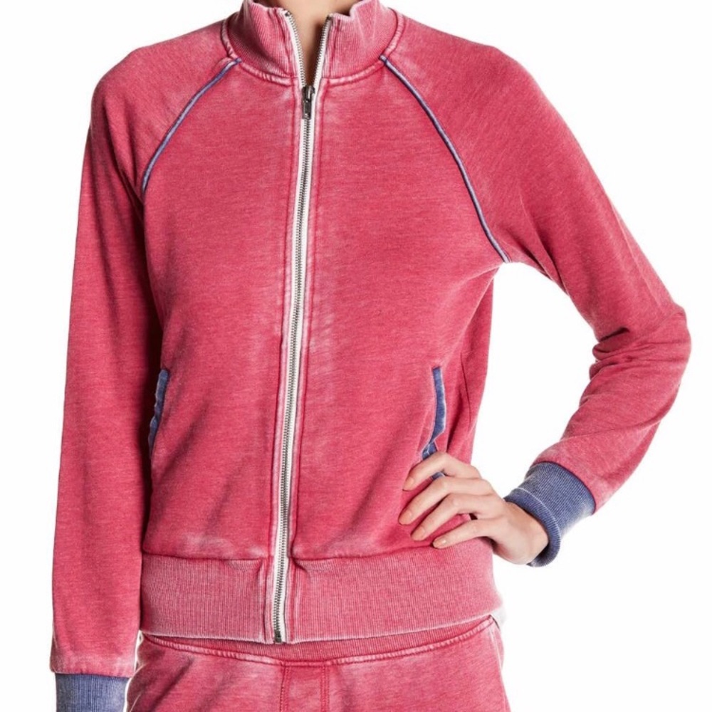 Alternative Apparel contrast track jacket sangria